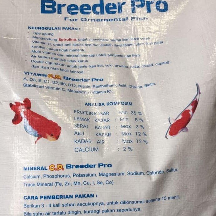 Pakan Pelet Ikan Hias Koi Mas Koki CP BREEDER PRO Repack 1kg 1 Kg C P