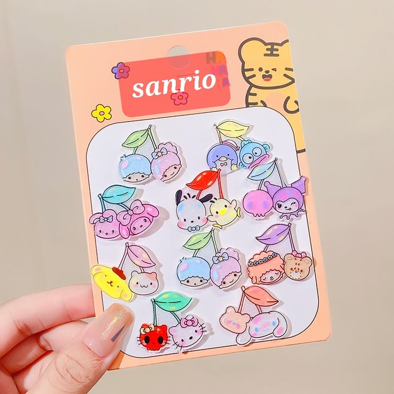 KARET RAMBUT LUCU ISI 10 PCS KAWAII ALA JEPANG KOREA SANRIO PERNAK PERNIK KUNCIRAN ANAK CEWEK IMPOR