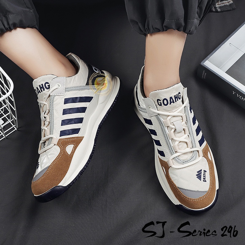 [OOS] Sepatu Sneakers Fashion Pria Trendy untuk OOTD Kualitas Import Premium -296 CREAM