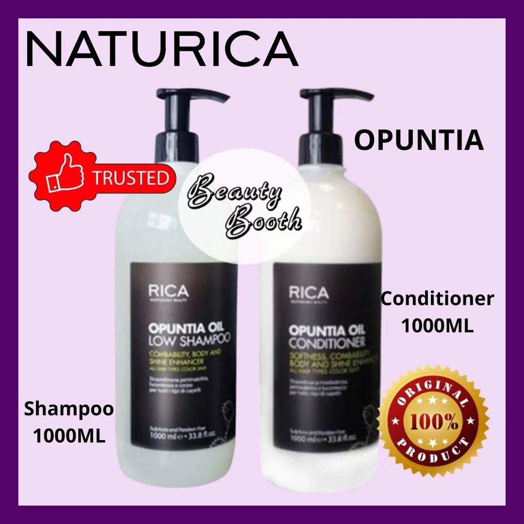 NATURICA Opuntia Oil Shampoo 1000ML | Contioner 1000 ML | Shampo Antiaging Berkilau Shiny Mudah diatur