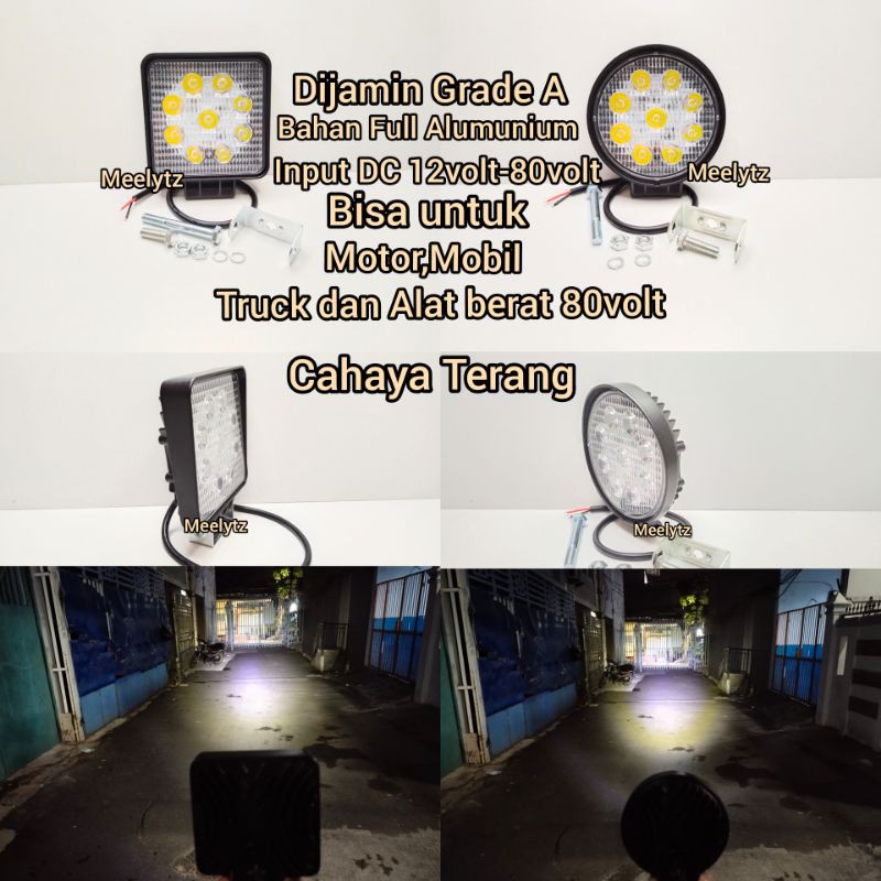 Lampu tembak sorot Worklight Grade A 12volt sampai 80volt 9 mata waterproof