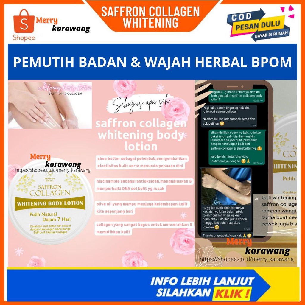 Night whitening SALEB FLEK BANDEL  100 % ORIGINAL Body lotion whitening Saffron Collagen