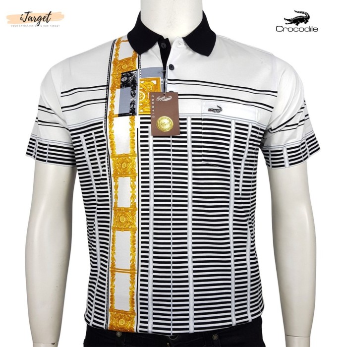 Kaos Kerah Pria Crocodile Platinum warna Putih 1666-01 ORIGINAL