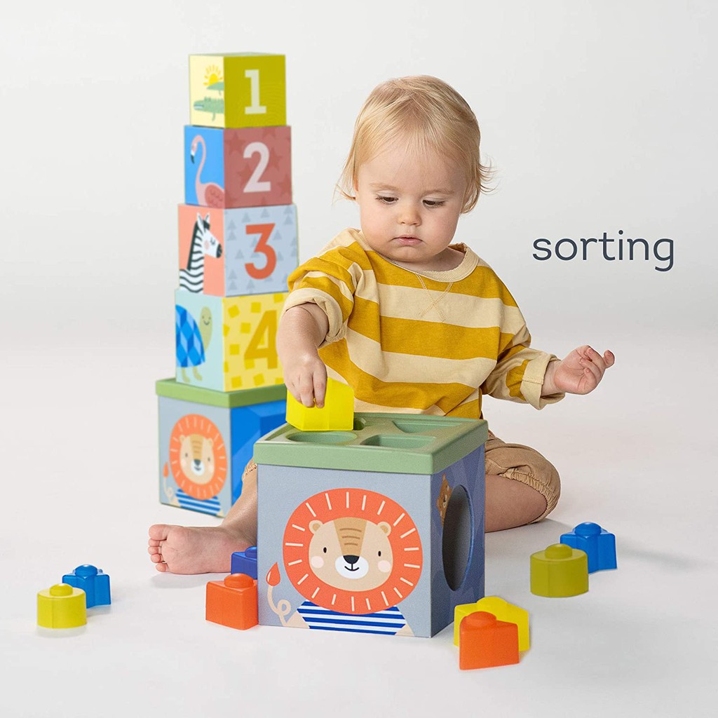 Taf Toys Savannah Sort &amp; Stack / North Pole Ball Drop Stacker - Balok Stacking Edukasi Anak Sort Activity Cube Box Busy Motorik