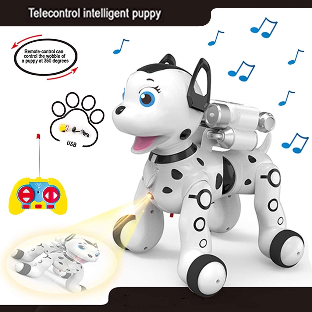 MAINAN LUCU DAN PINTAR RC LOVELY DOG ROBOT ANJING PINTAR REMOT JALAN SUARA LAMPU PROYEKTOR
