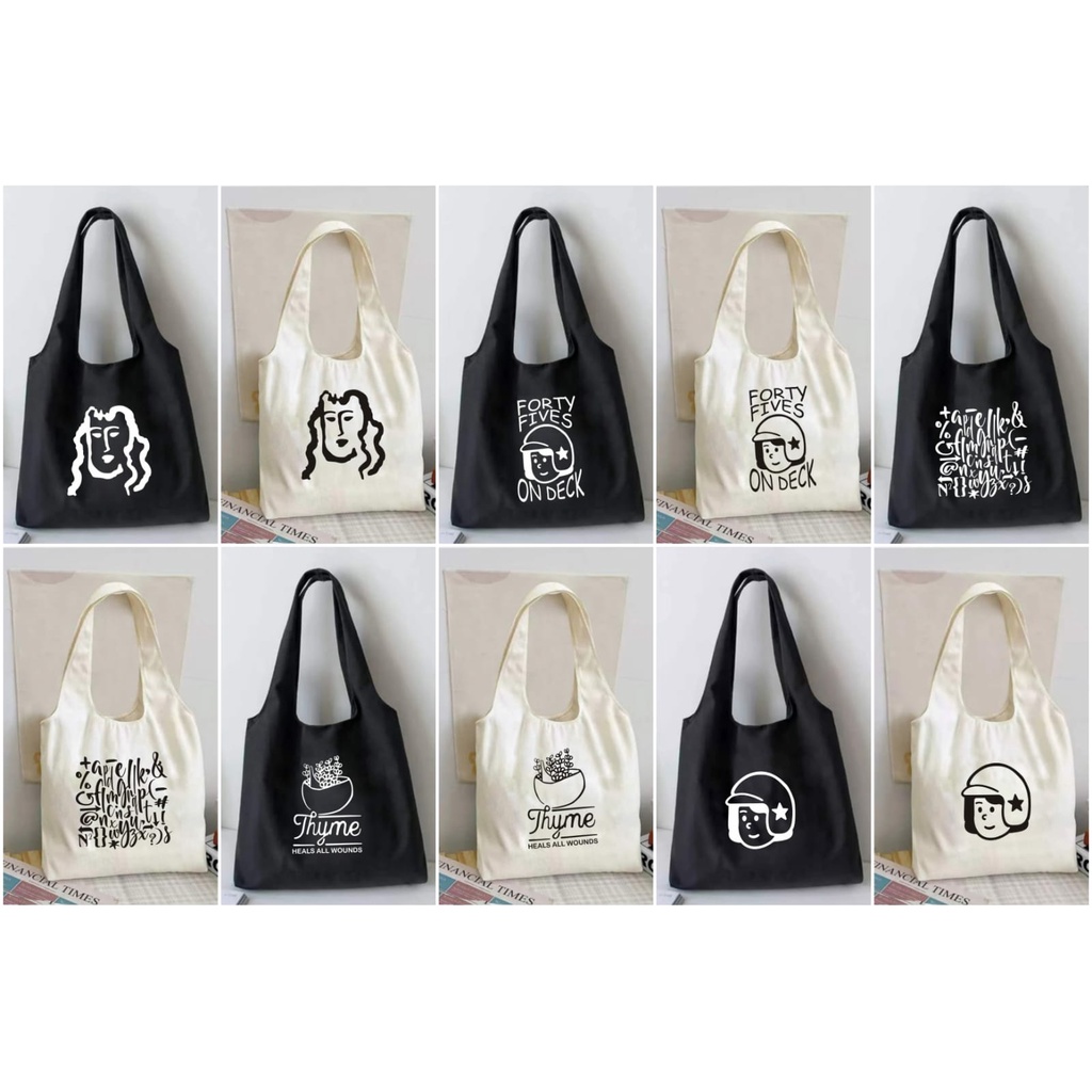 Tote bag model terbaru korean bahan serat kanvas (Toko Uci)8