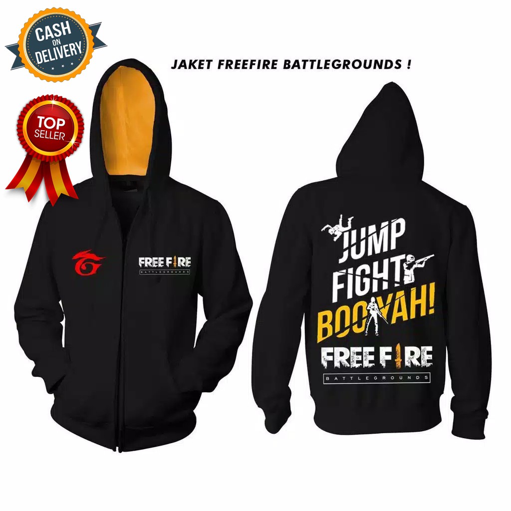 Jaket Sweater Hoodie FREE FIRE Hitam Usia 7 11 Tahun Shopee