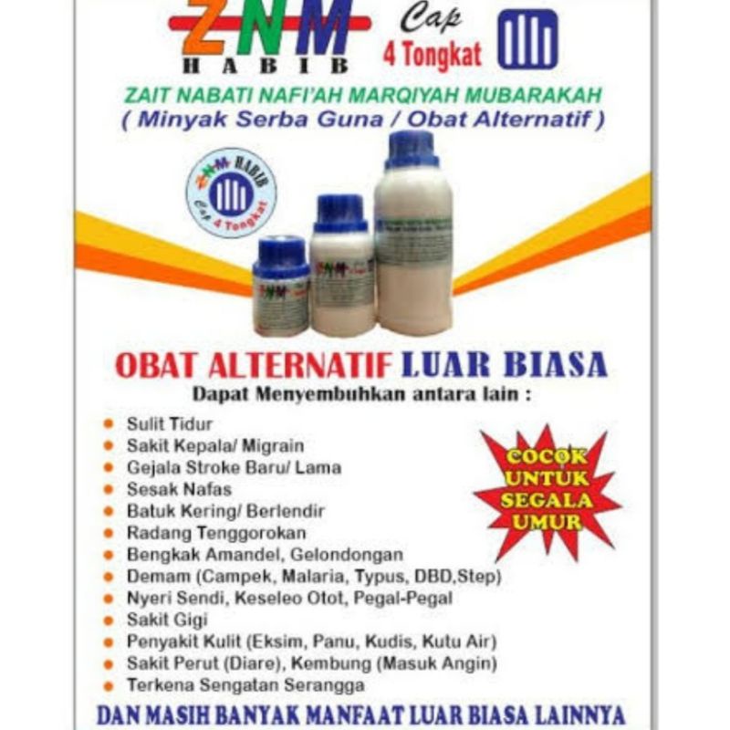 Minyak ZNM 100 ml Cap 4 Tongkat Original / ZNM habib / Minyak Herbal