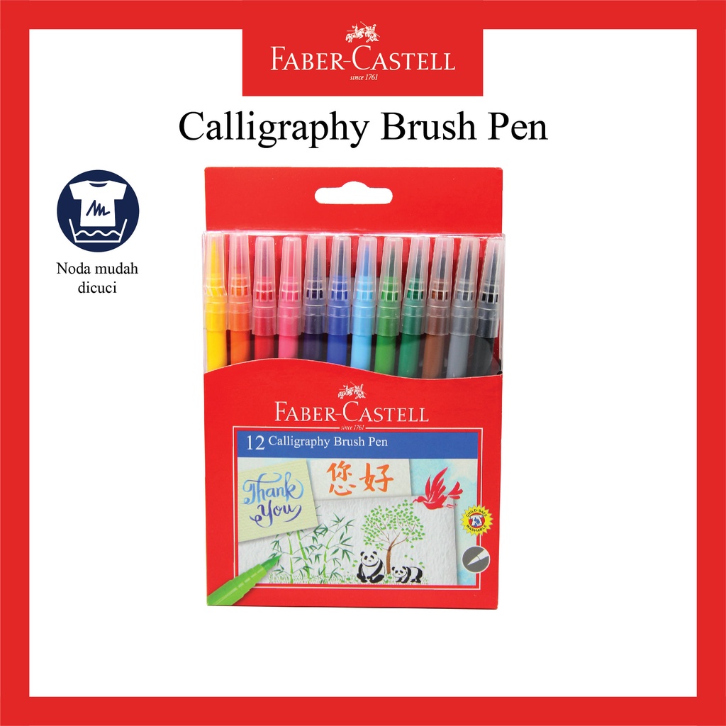 

Calligraphy Brush Pen Faber Castell / Spidol Kaligrafi 12 Warna / Calligraphy Brush Pen set 12