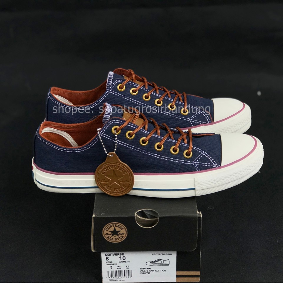 Sepatu Converse Premium Tali Tan Low Navy