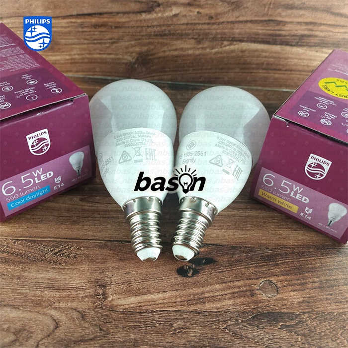 PHILIPS LED Bulb E14 6.5W 220V P50 550lumen - 3000K atau 6500K