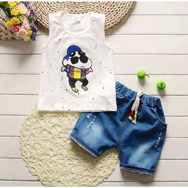 BAJU SETELAN ANAK MOTIF TERBARU SHINCHAN SETELAN BAJU ANAK 1-5 TAHUN