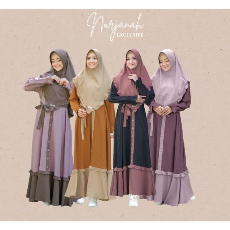 Nurjanah Dress by Fauz Hijab (Ready Stok) | Original by Fauz Hijab | Gamis Ruffle Two Tone Busui Fri