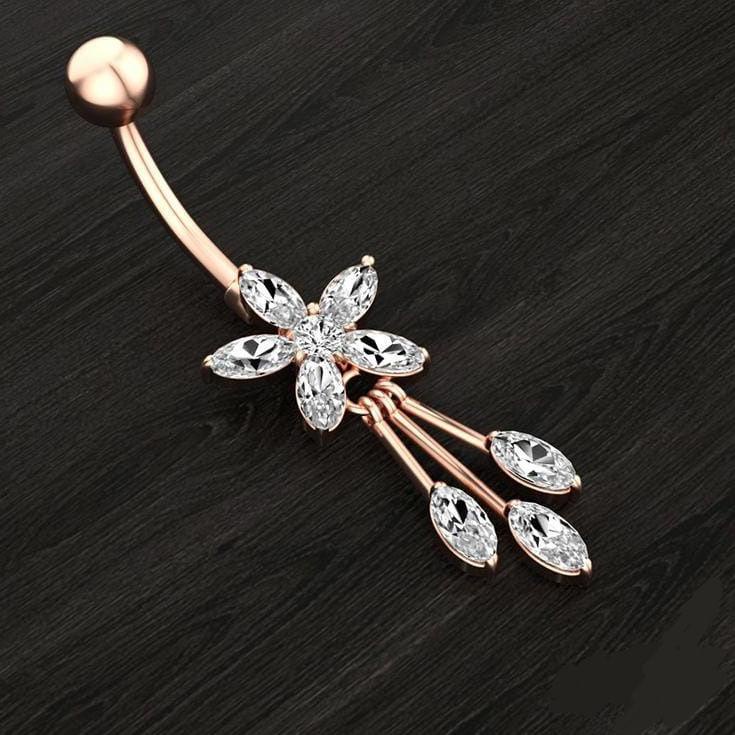 Borong Irit Piercing Belly Anting Puser Stainless Butterfly Daimond Zircon