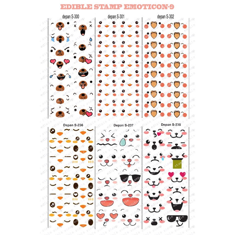 

Edible Stamp Stiker Makanan Edible Stiker Edible Image Edible Print Sticker Makanan EMOTICON 9
