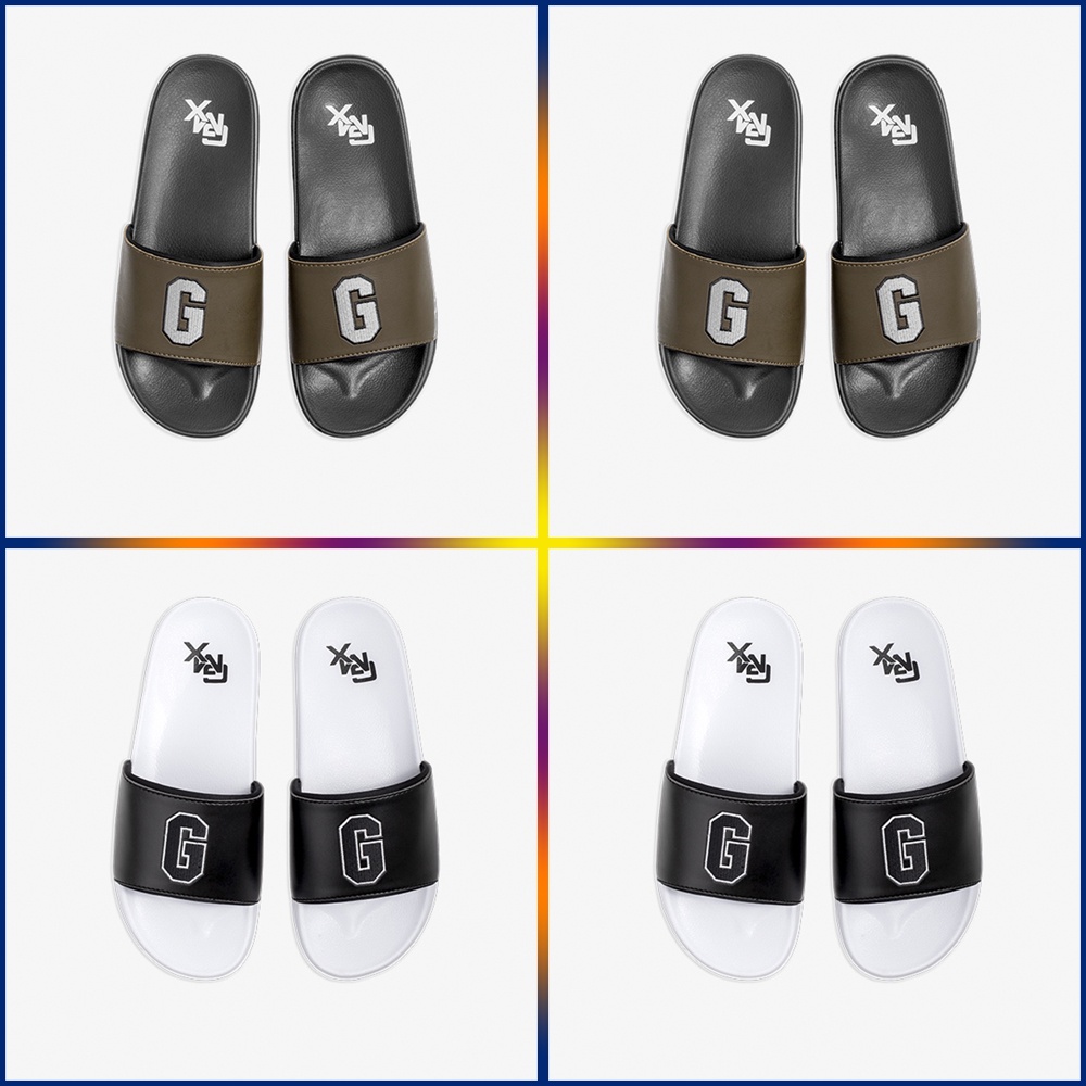 Sandal Geoff Max Original Simbolo Black White Sandal Slide Wanita Pria Unisex Geoff Gmx Asli