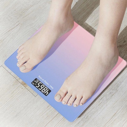 Timbangan Badan Digital Motif Rainbow Pelangi Kaca Tempered Ukuran 26x26cm Electronic Personal Scale Weight 180kg