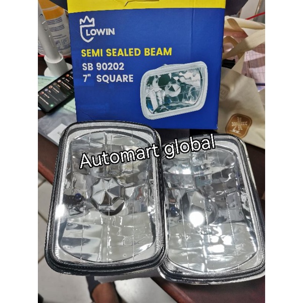 lampu depan head lamp halogen h4 segi 7 inch kristal set