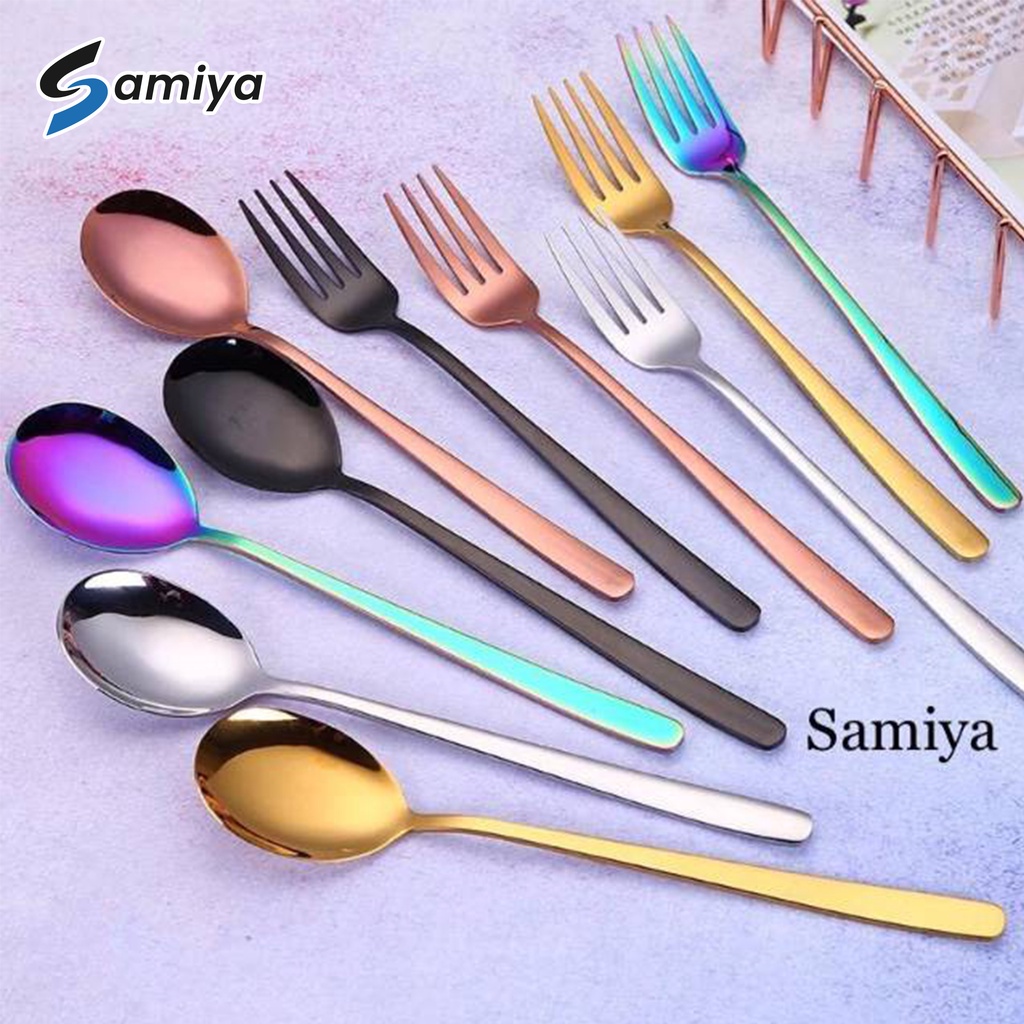 Sendok garpu stainless warna gold rosegold black / sendok stainless warna / sendok makan set