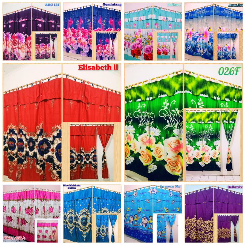 Gorden Pintu Dan Jendela Panjang Minimalis Motif Bunga Dan Karakter