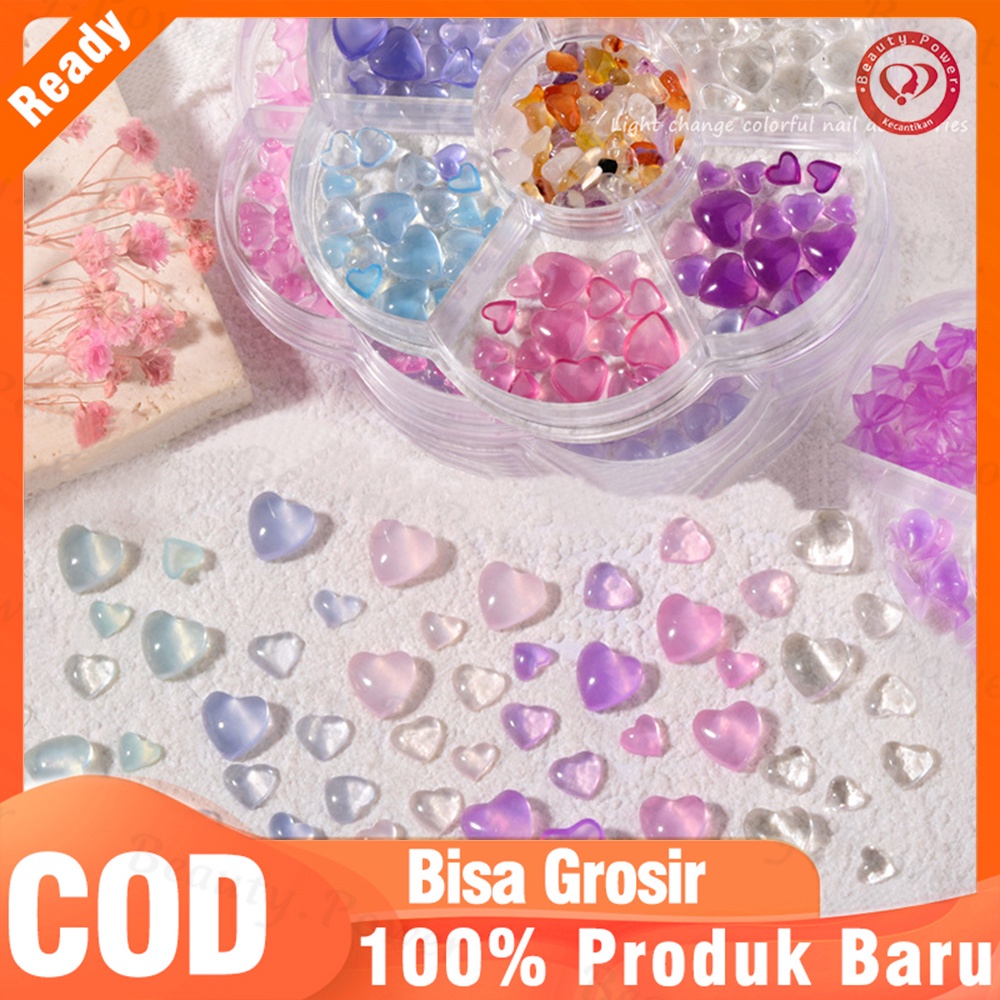 100pcs /Kotak Ornamen Warna Jeli 3D Transparan Untuk Dekorasi Nail Art