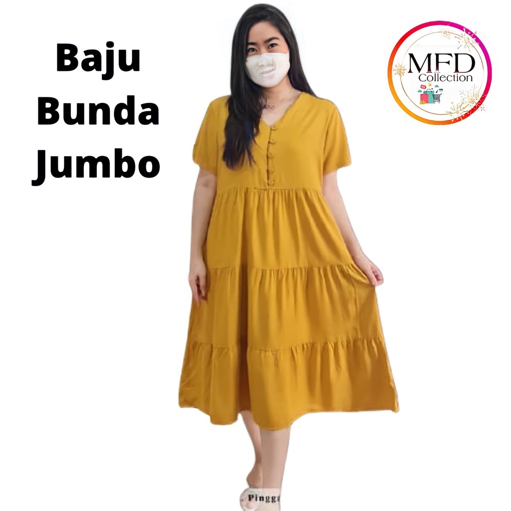 Dress June Ibu Hamil Jumbo Polos Rayon Premium Ld 120 Daster Jumbo Polos Muat BB 65-90 Kg Daster Bus