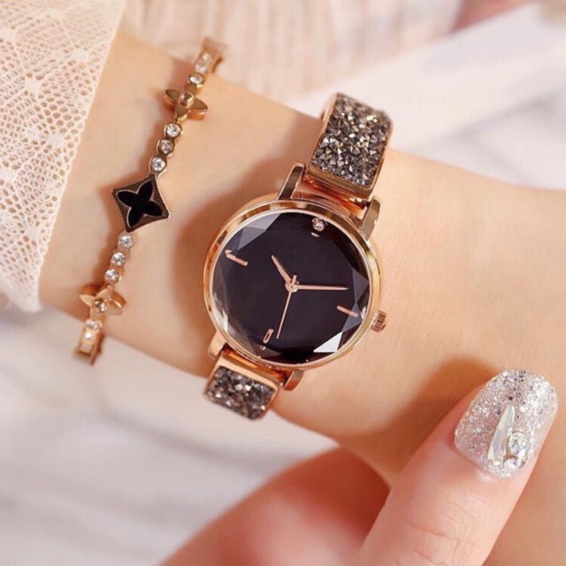 [READY STOCK] JAM TANGAN WANITA MURAH CEWEK QUARTZ STARRY SKY DIAMOND STAINLESS STEEL WATCH W18 W127