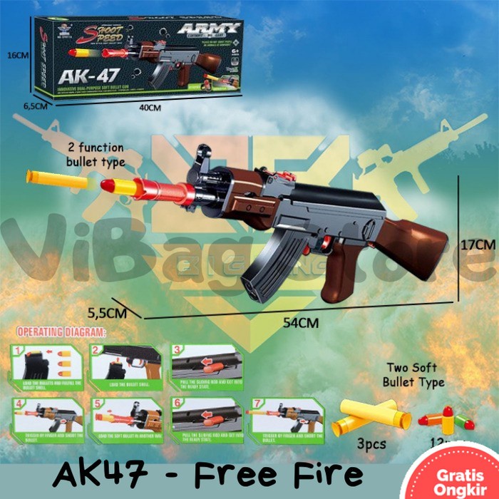Tembakan Nerf AWM Air Blaster AKM AK47 Soft Bullet PUBG Pistol Peluru Busa BigBang BRO1220