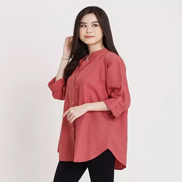 Yohen Kemeja Wanita Jumbo Lengan Panjang / Atasan Wanita / Big Size  / Lasxya-1
