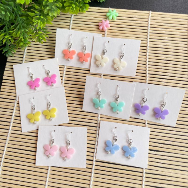 HANDMADE ANTING ANAK KAITAN PLASTIK KUPU2 MINI