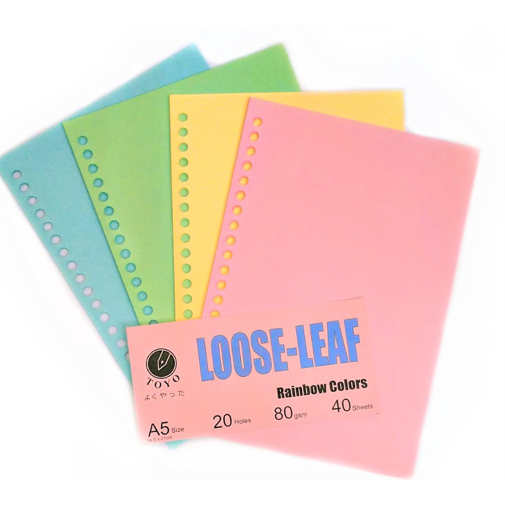 

KERTAS BINDER WARNA A5 20 LUBANG POLOS 80 GRAM TEBAL BAGUS LOOSE LEAF ISI 40 LEMBAR