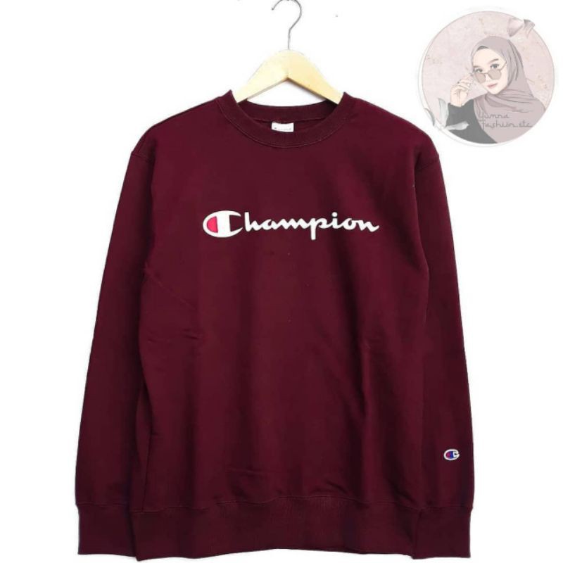 Sweater Crewneck Champion Original Merah Maroon