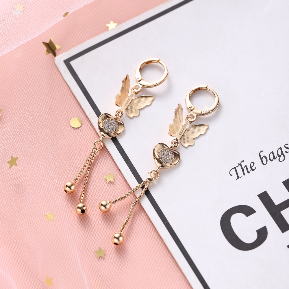 ✅✨COD Anting Tusuk Wanita Titanium Anti Karat Lapis Emas Kupu Korea Fashion Pesta Aksesoris Earrings Perhiasan Murah D173