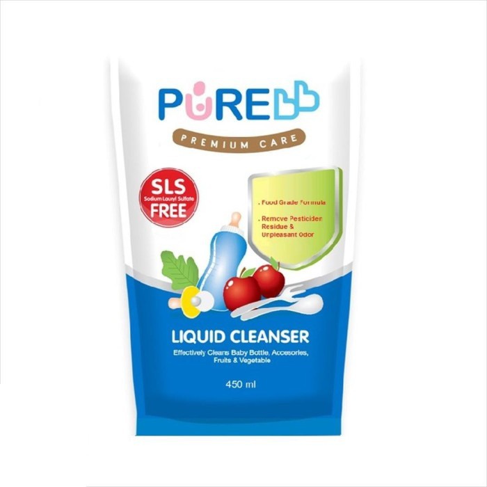 PURE BB BABY Liquid CLEANSER 450ml Refill Sabun Cuci Botol Susu Dot Perlengkapan Bayi 450 ml SATUAN