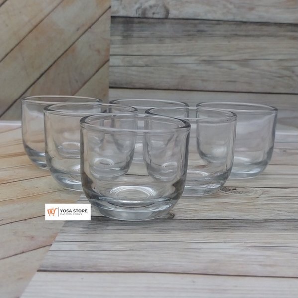 Gelas Sloki Kaca Gelas Lilin Kecil Tebal 6Pcs