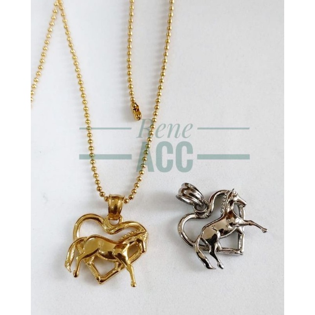 Kalung Love Wanita Titanium Gold Silver Panjang 45 cm