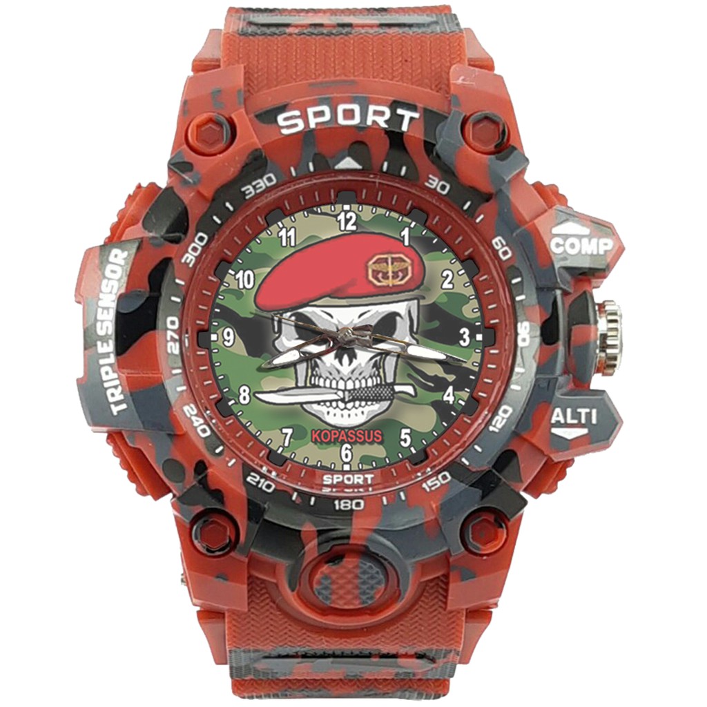 {Istimewa} Jam Tangan KOPASUS (TNI) BARET MERAH -Merah Army Water Resistant