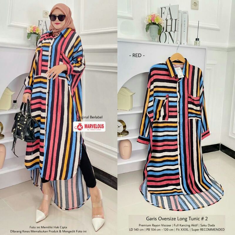 Garis Oversize Long Tunik 2 by Marvelos