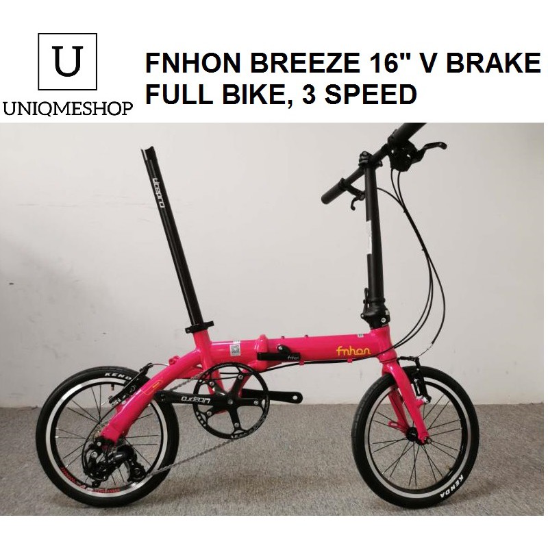 Sepeda Lipat Fnhon Breeze 3 Speed 16" 16 inch Pink FULL BIKE
