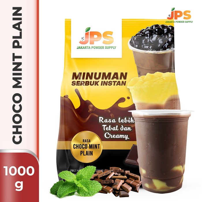 

BUBUK MINUMAN CHOCO MINT PLAIN POWDER JPS TANPA GULA