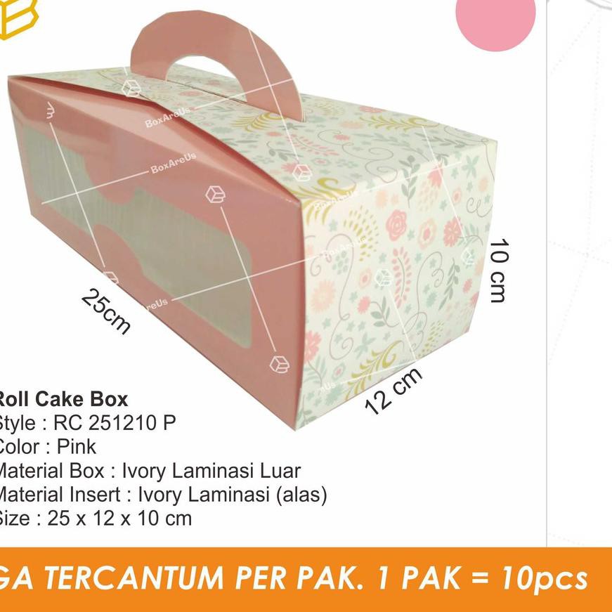 

◙ Roll Cake box, Kue gulung, Kotak Pakaging Kemasan Dus kue - RC251210 (10 pcs) ➶