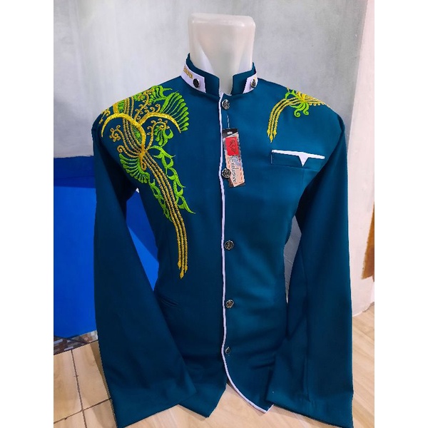 ((COD))Jasko dewasa hijau army/hijau botol motif bordir