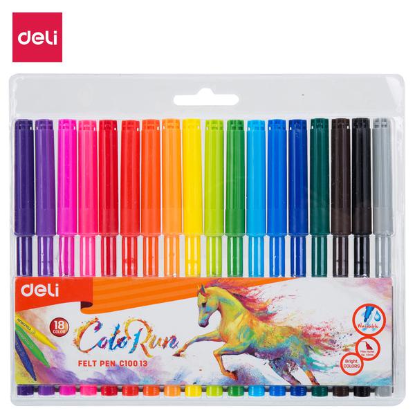 

SPIDOL GAMBAR FELT PEN 18 WARNA DELI 1.0MM C100-13 WASHABLE