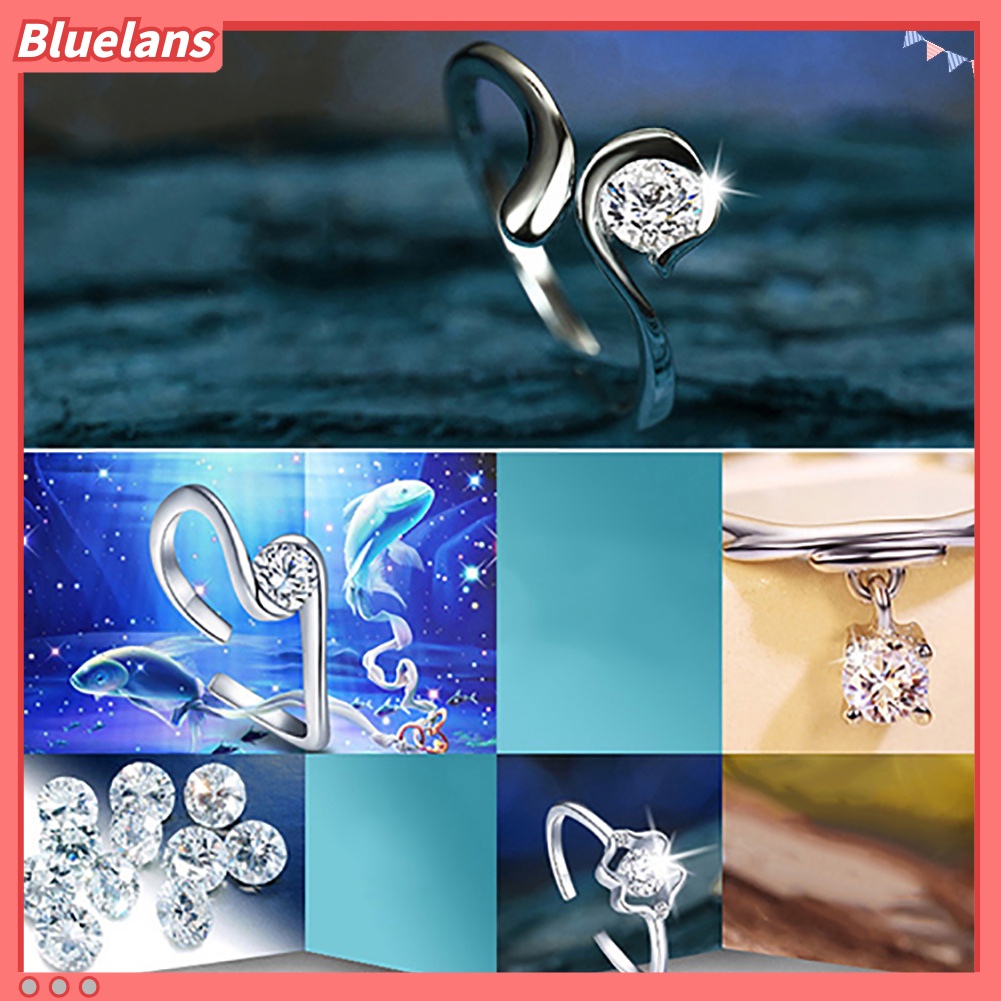 Bluelans Men Women Silver Plated Constellations Adjustable Opening Ring Birthday Gift