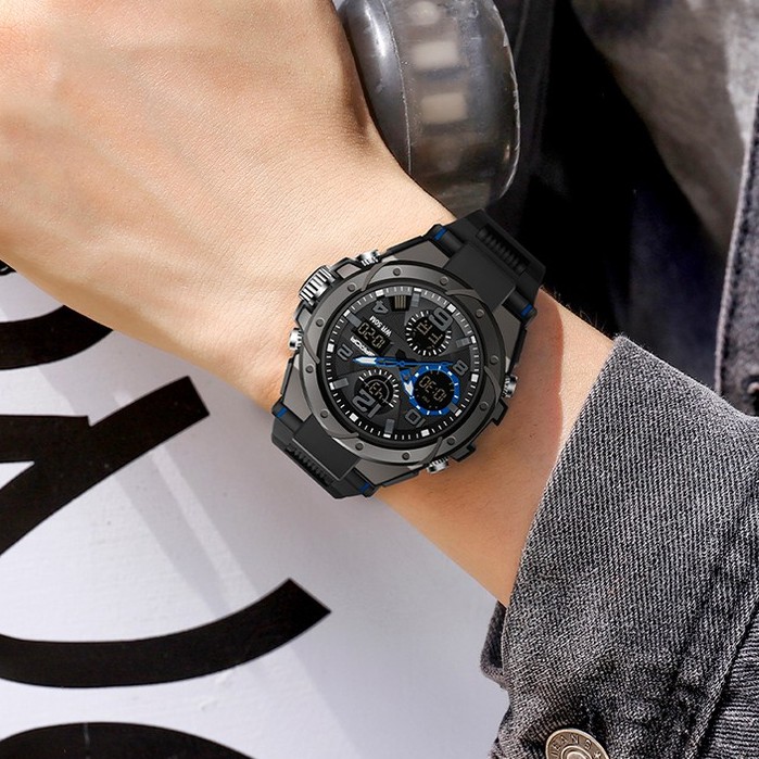 SANDA 6008 Jam Tangan Pria Digital Analog Tali Rubber Chronograph Anti Air WATCHKITE WKOS