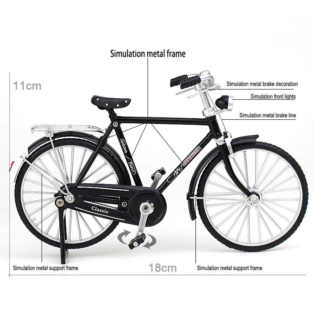 NEEDWAY Retro Mainan Sepeda Koleksi Mainan Ornamen Model Miniatur Skala 1:10 Diecast Metal Cycling Figurine Simulasi Sepeda