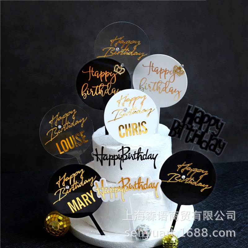 PartyHouse.Medan Cake Topper Acrylic Happy Birthday
