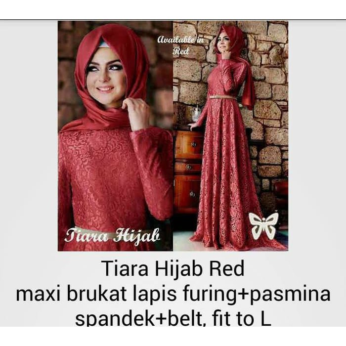 hijab syarii gamis kaftan baju wanita pasmina (tiara red)  ER-561