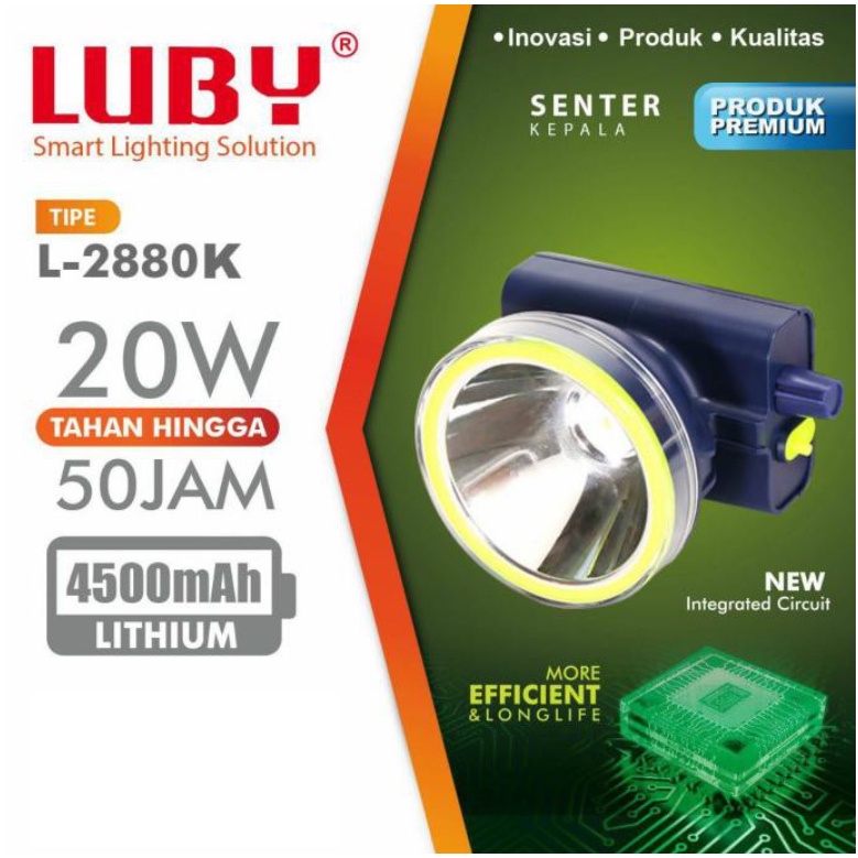 LUBY HEADLAMP SENTER KEPALA 20W 20 WATT (Nyala lampu kuning) L 2880K