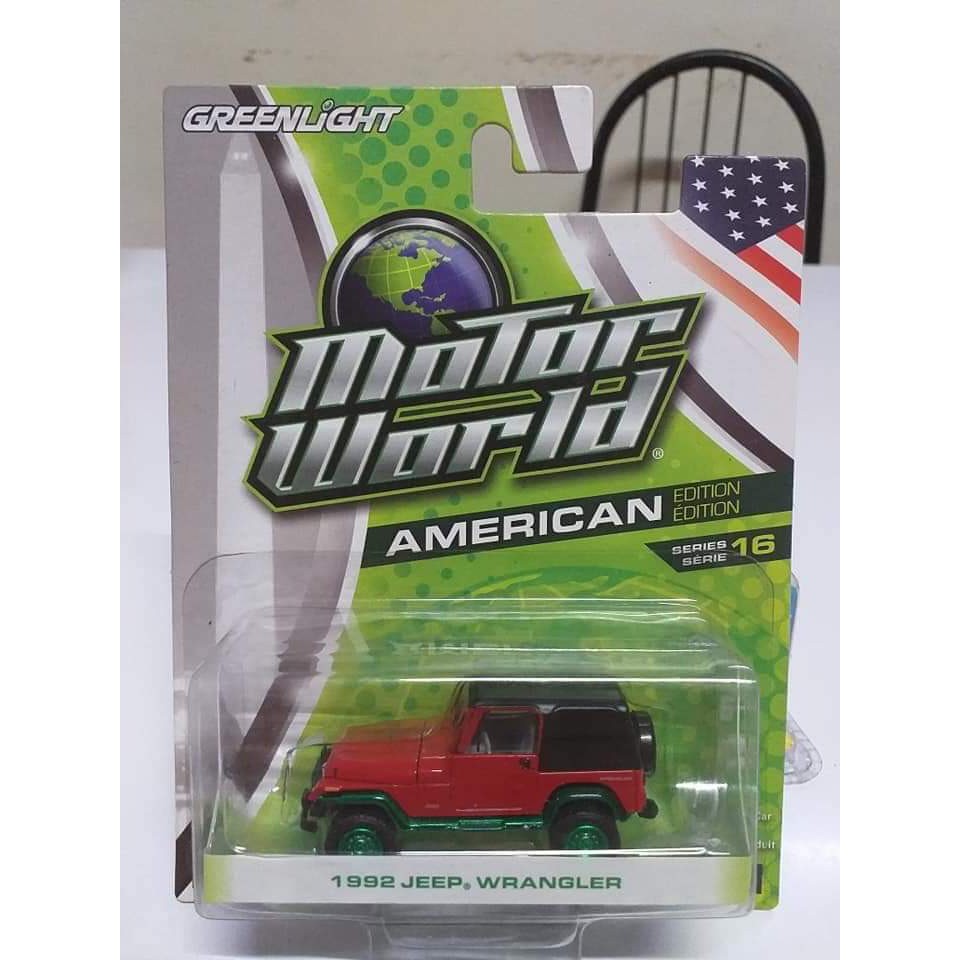GREENLIGHT MOTO WORLD GREEN MACHINE 1992 JEEP WRANGLER MERAH